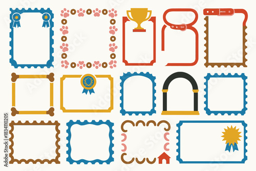 National Dog Show Decorative Frame Set with Awards Paw Prints and Pet Elements