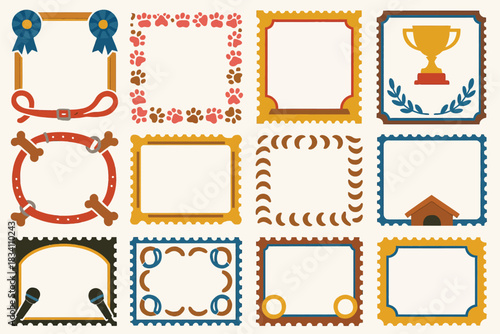 National Dog Show Decorative Frame Set with Awards Paw Prints and Pet Elements