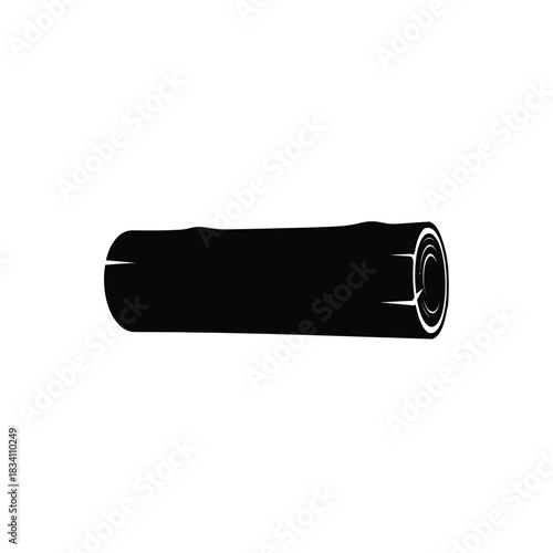 Black silhouette of a cylindrical object with grooves