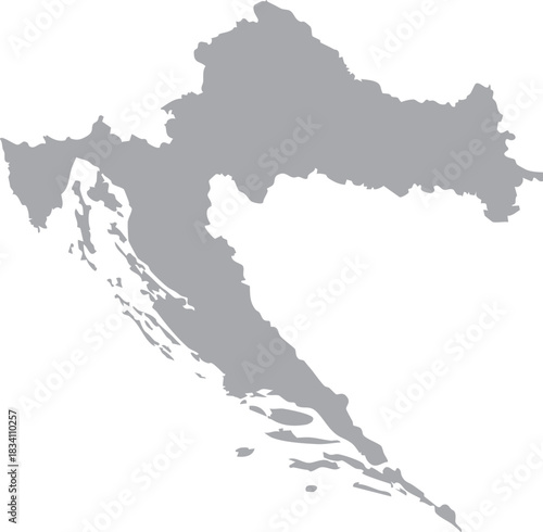 Croatia Map Isolated Silhouette Grey Vector Map Editable