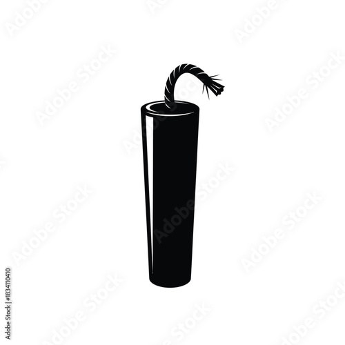 Black silhouette of a dynamite stick with a fuse