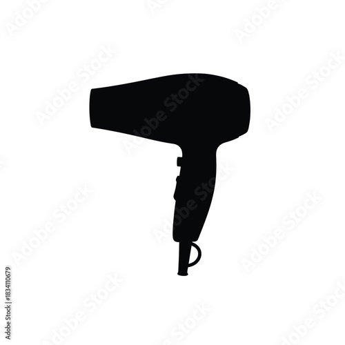 Black silhouette of a modern hair dryer on a white background silhouette