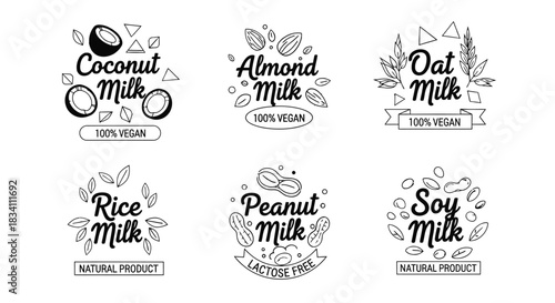 Vegan milk alternatives coconut almond oat rice peanut soy options