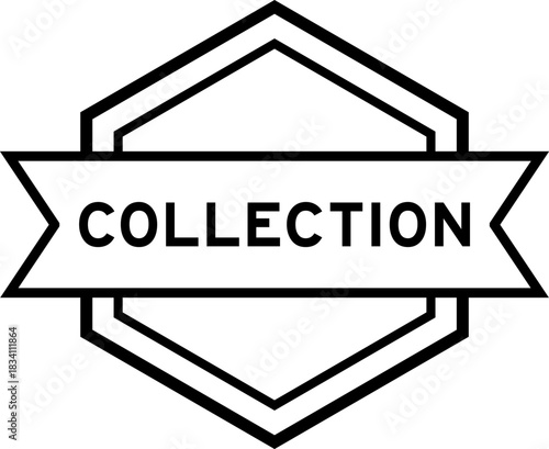 Vintage black color round label banner with word collection on white background