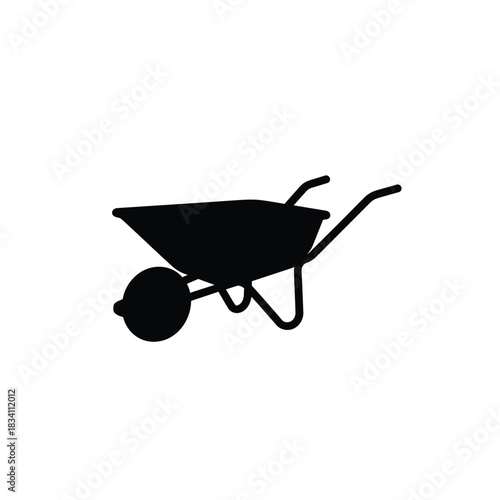 Simple black silhouette of a garden wheelbarrow silhouette