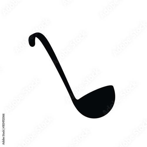Simple black silhouette of a kitchen ladle silhouette