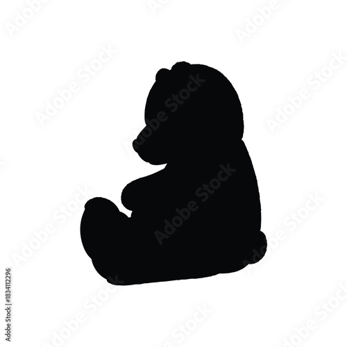 Simple black silhouette of a sitting teddy bear