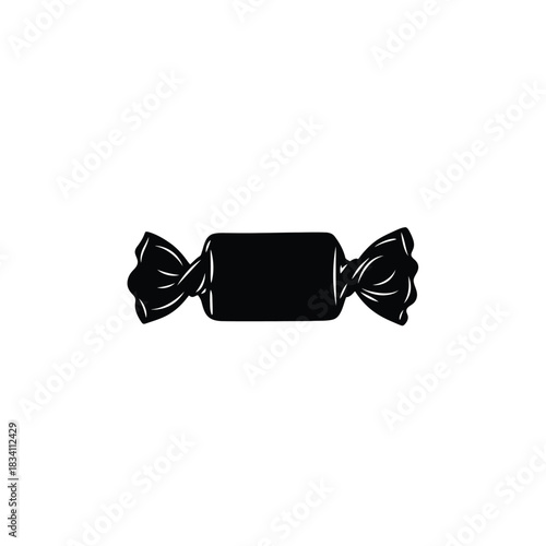 Simple black silhouette of a wrapped candy