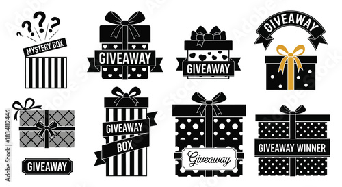 Giveaway vector graphics mystery box winner prize drawing contest