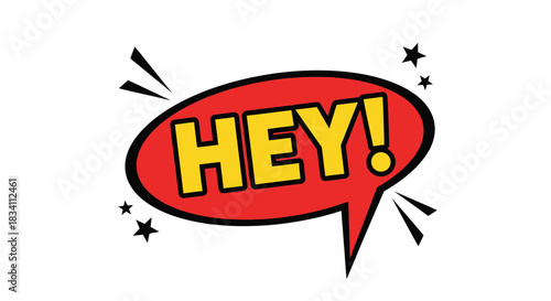 Hey comic speech bubble vector illustration design graphic art