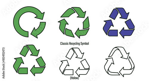 Recycling symbols vector green arrows eco friendly environment reuse