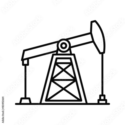 Oil Pumpjack Outline Icon for Energy and Petroleum Industry