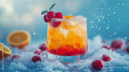 AI generator image of  Christmas Sangria,A very popular holiday cocktail, it's made with red wine mixed with seasonal fruits and spices like cinnamon and star anise