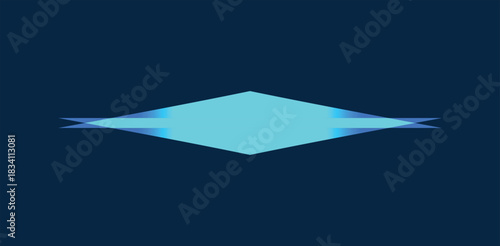 The image presents a visually captivating design centered around a bright cyan diamond, set against a dark blue background.