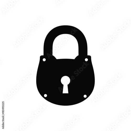 Vintage padlock silhouette with keyhole detail