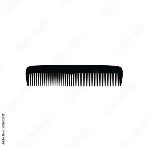 A black plastic hair comb silhouette on a white background
