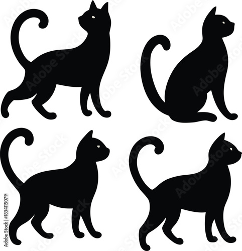 Canvas Print set of cats silhouettes