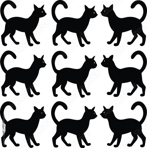Photography set of cats silhouettes