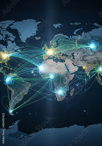 Global Network Connections Earth Data International Trade World Wide