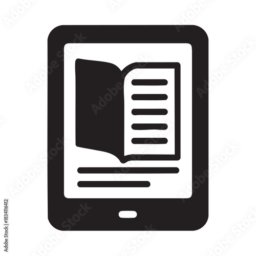 Ereader icon illustrating digital reading technology and electronic books for modern learning