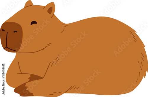 Cute Capybara Resting Peacefully in Nature Illustration
