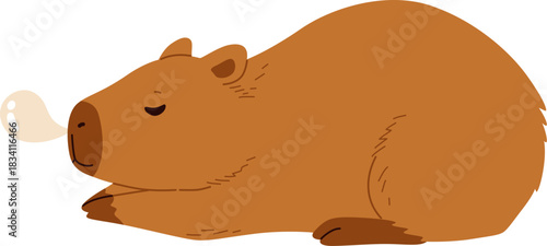 Cute Capybara Resting Peacefully Illustration
