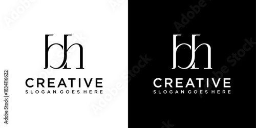 BH or HB initial letter logo design vector