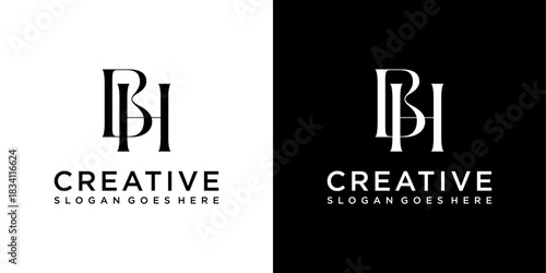 BH or HB initial letter logo design vector