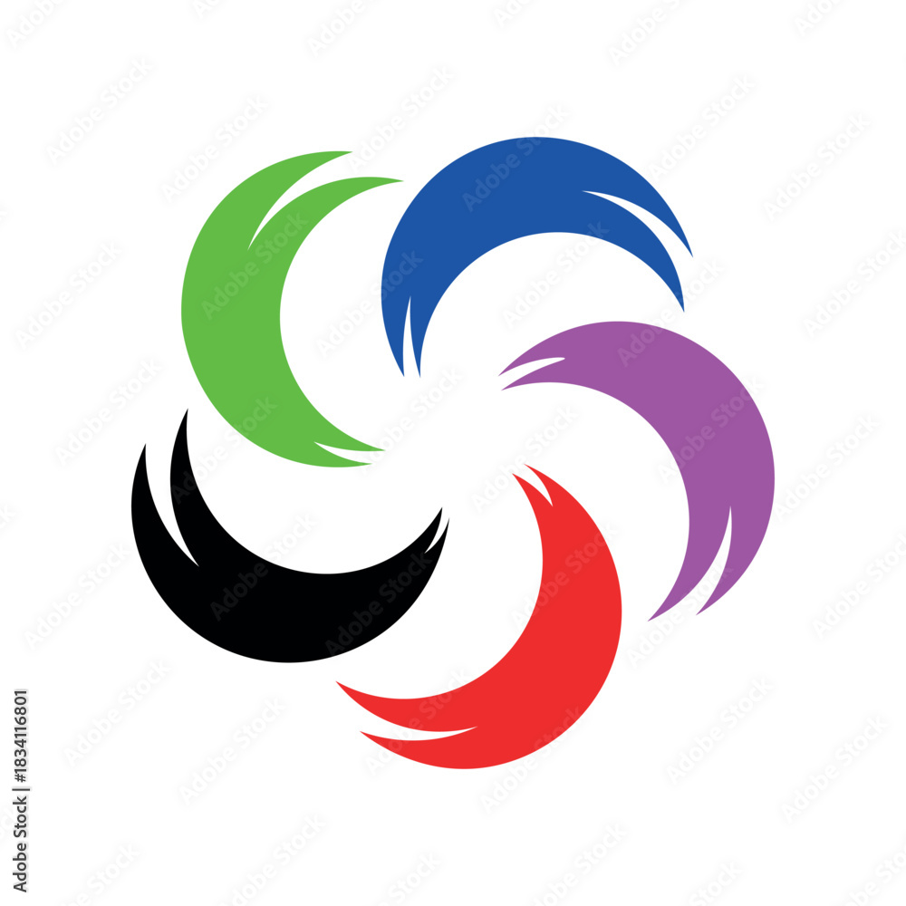 Obraz premium Colorful Abstract Swirl Circle Vector Logo.