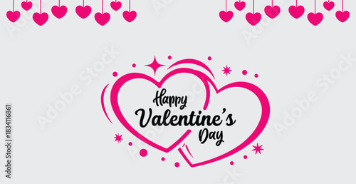 Happy Valentine’s Day Double Heart Design, vector illustration