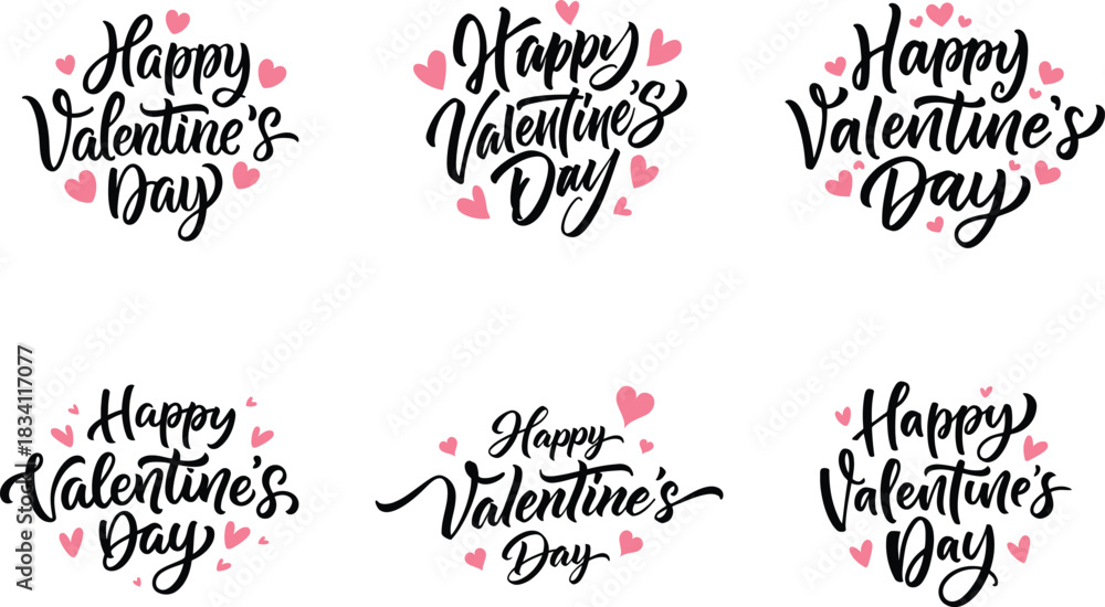 Fototapeta premium Happy Valentines day background with heart and typography of valentines day text, vector illustration