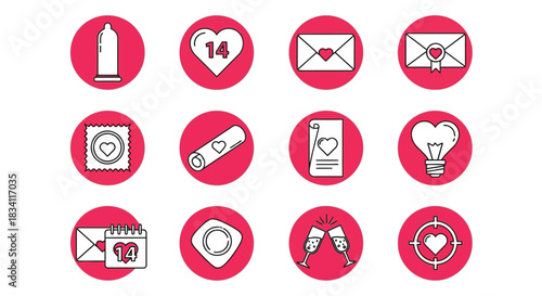 Valentine's day icons love romance dating relationship safe sex icons