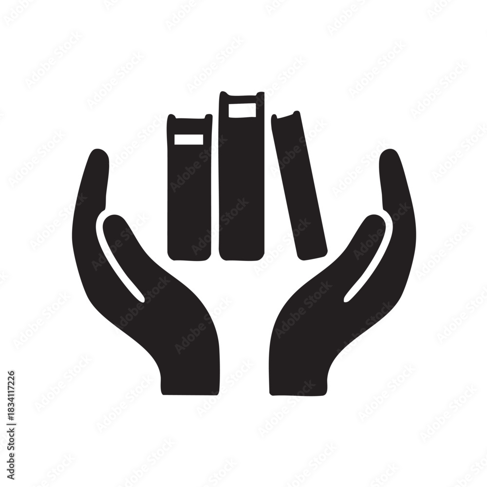Obraz premium Books in hand education knowledge studying reading learning concept vector illustration