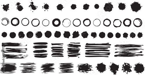 Collection of abstract black vector design elements isolated on white background