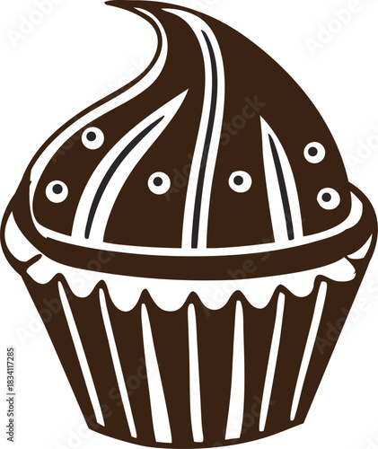 chocolate muffin isolated on white