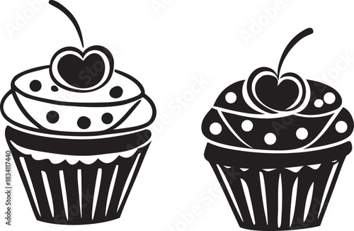 vector set of cupcakes