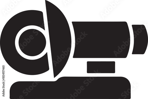 Black angle grinder vector icon representing a powerful handheld cutting tool for construction and renovation work