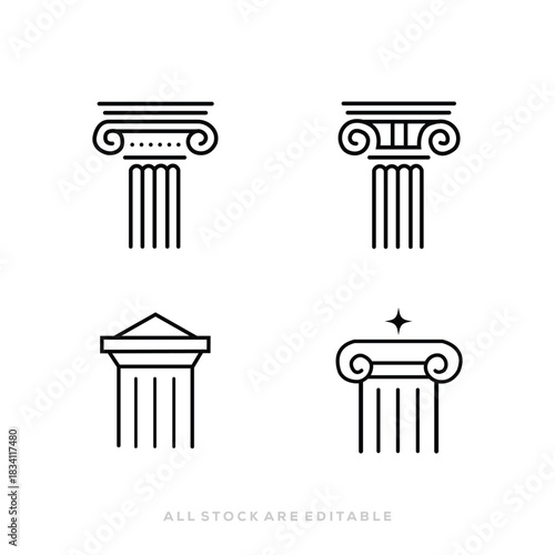 Pillar column Icon. Classical Greek building Vector. vector illustration
