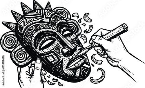 Crafting cultural expression: The artistry of tribal mask carving by hand