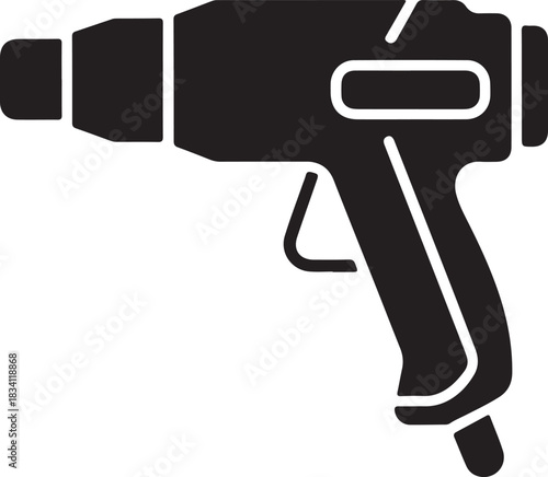 Black vector icon of a professional paint spray gun for industrial and automotive finishing applications