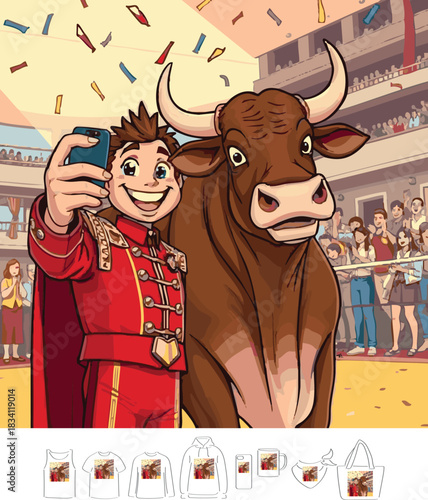 bull, farm, animal, cartoon, illustration, vector