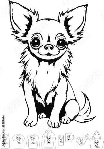 picture, clipart, drawing, illustration, dog, chihuahua, long