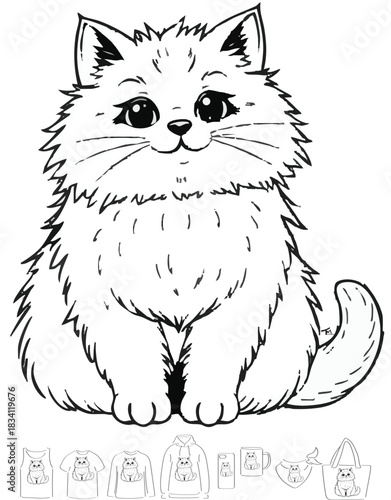 picture, clipart, drawing, illustration, Design, cat