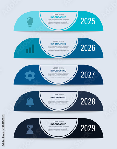 Vector infographic label design with 5 options or steps. Process diagram, presentations, workflow layout, banner, flow chart