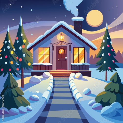 winter landscape with christmas tree