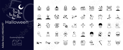 Halloween Duotone Editable Icons set