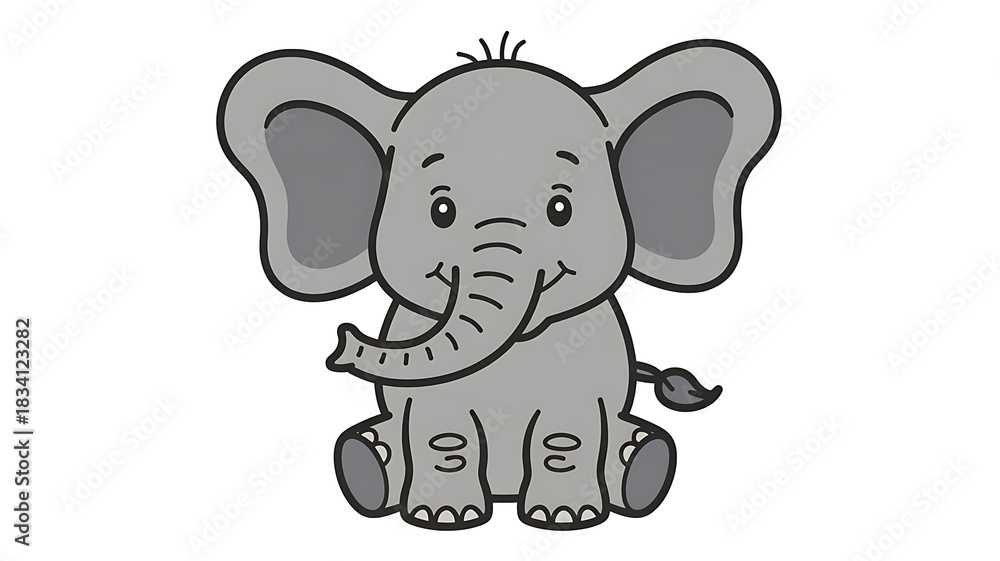 Fototapeta premium Cute Cartoon Elephant Illustration