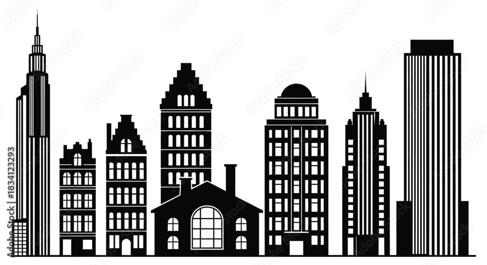 Obraz premium Cityscape skyline silhouette buildings architecture urban design