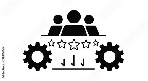 Teamwork performance management rating stars gears process workflow