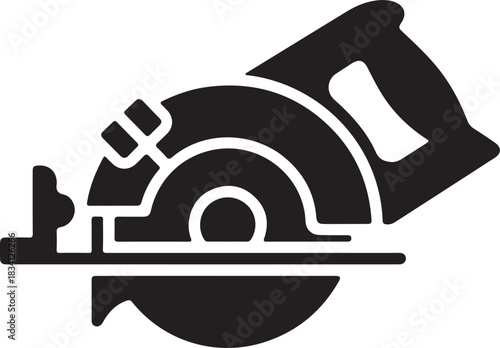 Circular saw vector icon depicting a power tool used for cutting wood and various other materials